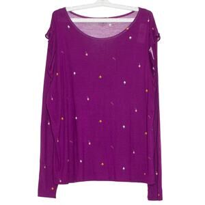 NWT Loft Top Floral Ruffle Cottage Romantic Boho Feminine Whimsical Purple XL